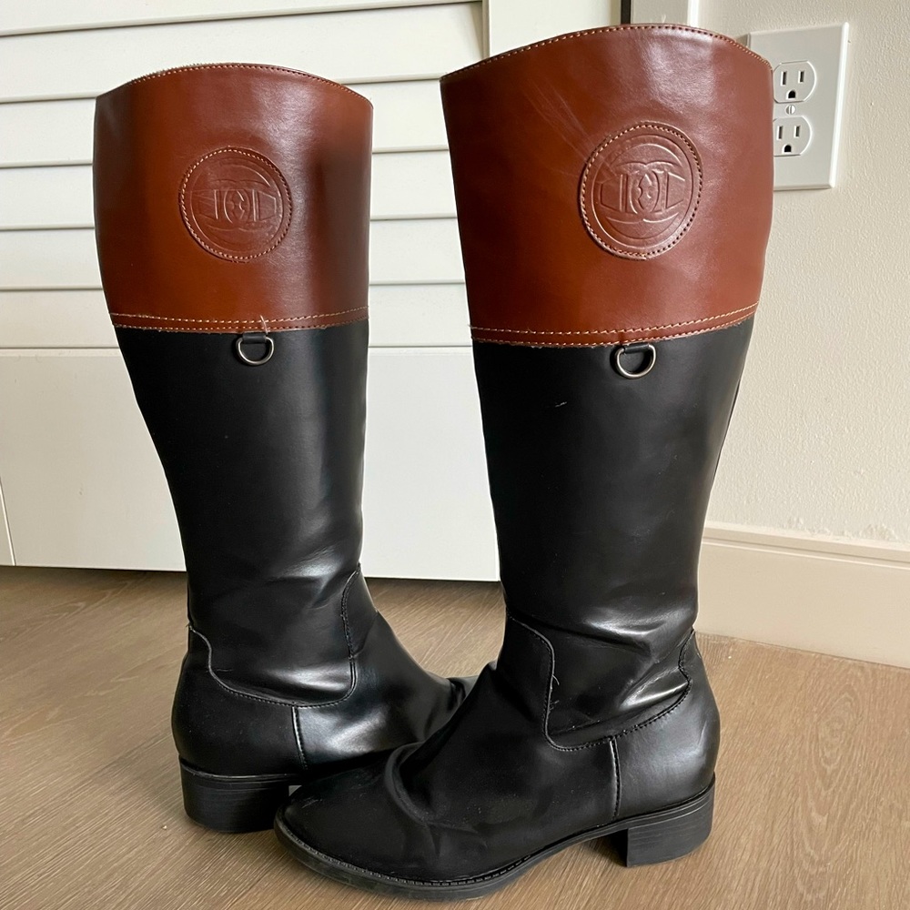 Etienne Aigner Tall leather two-tone riding boots